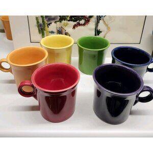 Rainbow Coffee Mugs Set of 6 Fiestaware Classic Ring Handle HLC Fiesta